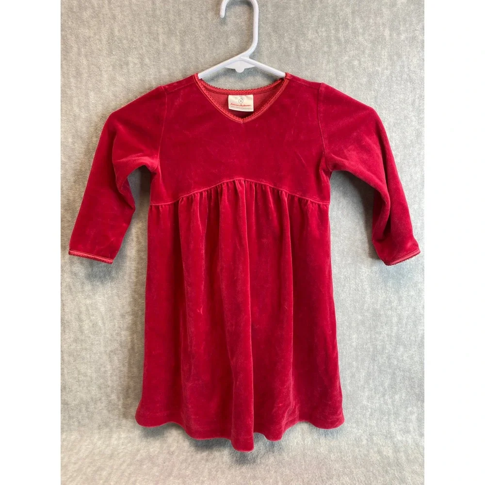 Hanna‎ Andersson Red Velvet Long Sleeve 3T Dress Size 90